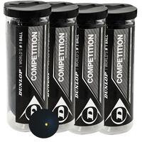 Dunlop Competition Squash Balls- 1 dozen (4 x3 Ball Tube)