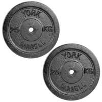 York 2 x 25kg Black Cast Iron 1Inch Plates