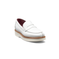 Maddie - White Leather, 6 / D / Rubber Sole